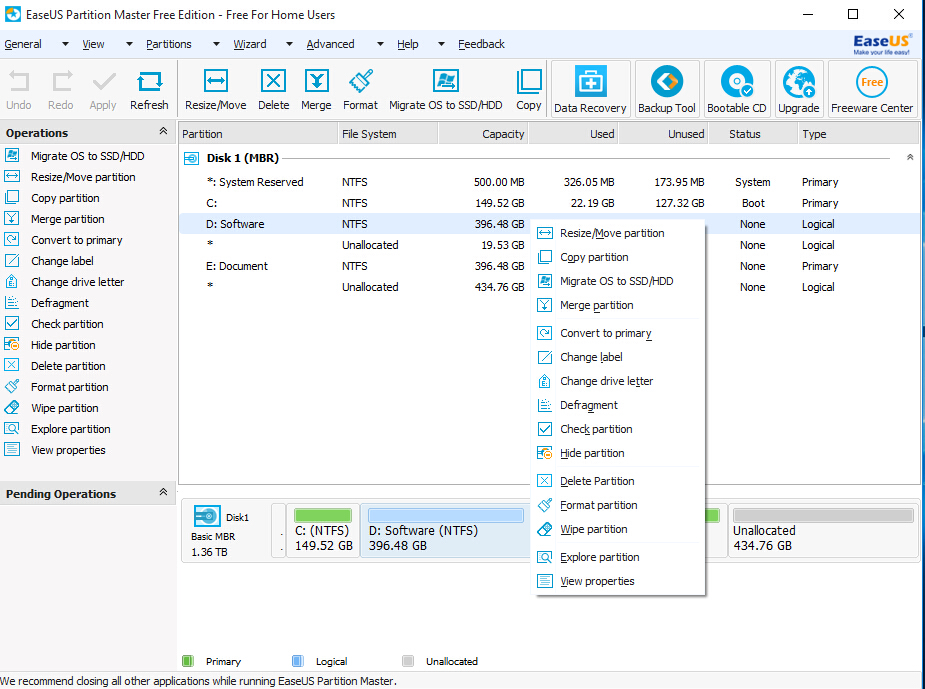 EaseUs Partition Software